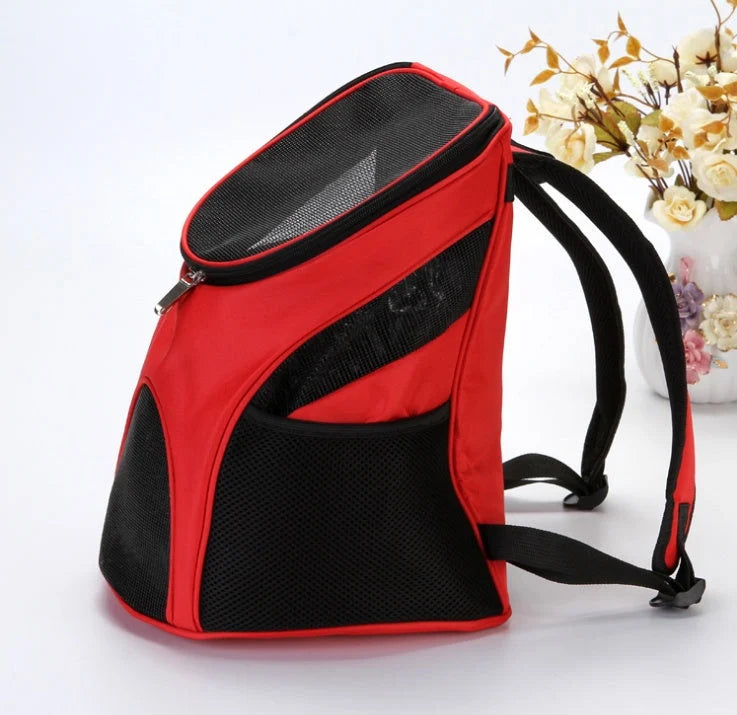 Pet Backpack Breathable Mesh Adjustable Straps & Side Pockets