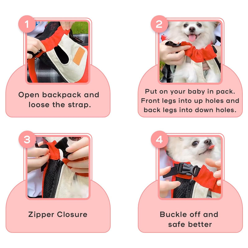 Pet Backpack Canvas & Breathable Mesh Adjustable Fit