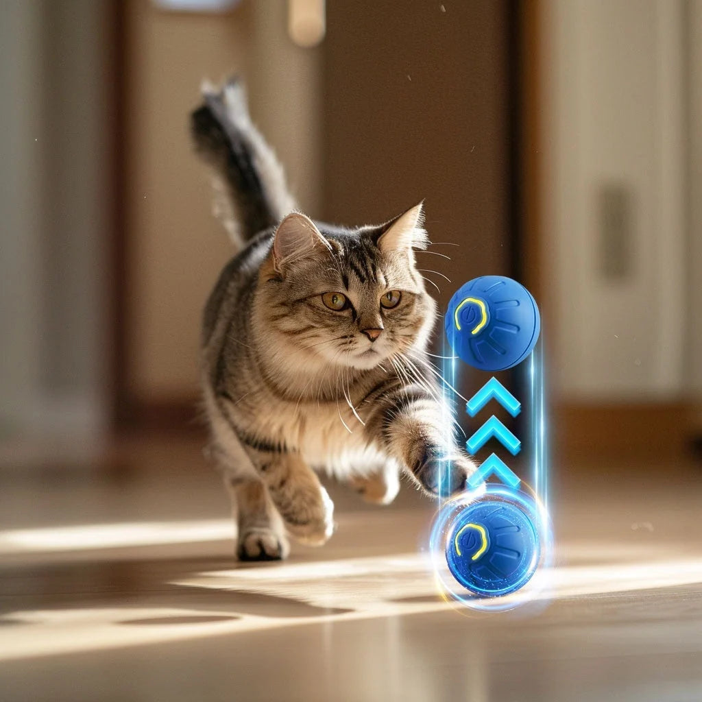 Pet Ball Toy Self-Moving Silicone USB Rechargeable