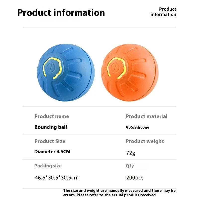 Pet Ball Toy Self-Moving Silicone USB Rechargeable