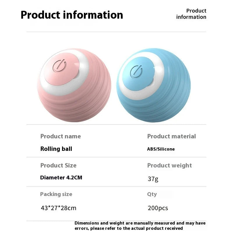 Pet Ball Toy Self-Moving Silicone USB Rechargeable