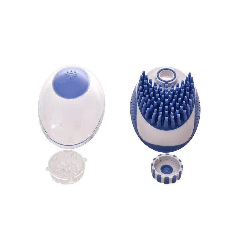 Pet Bath Brush Silicone Built-In Dispenser & Soothing Massage