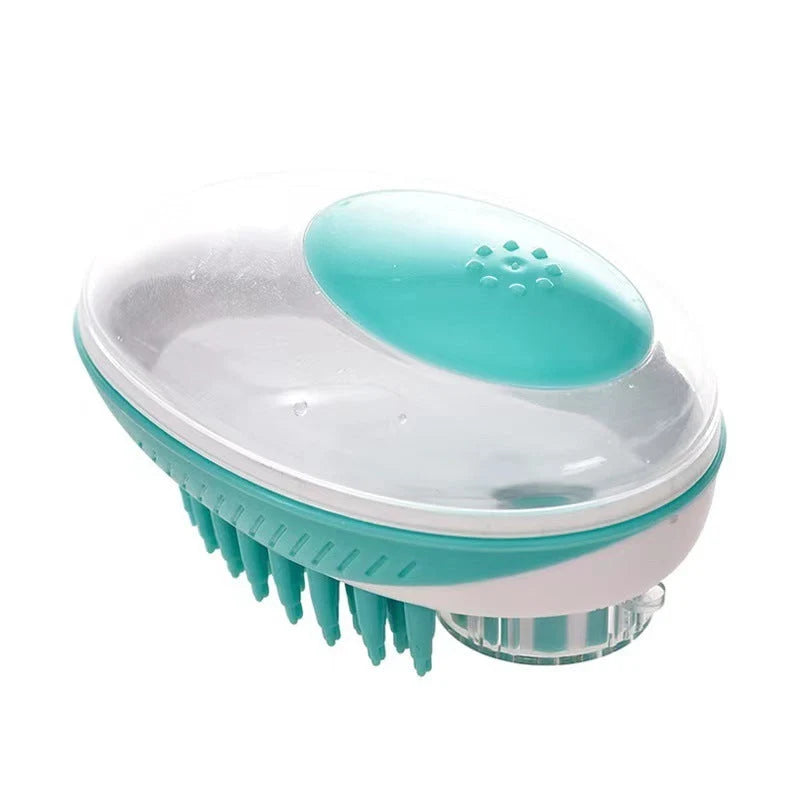 Pet Bath Brush Silicone Built-In Dispenser & Soothing Massage