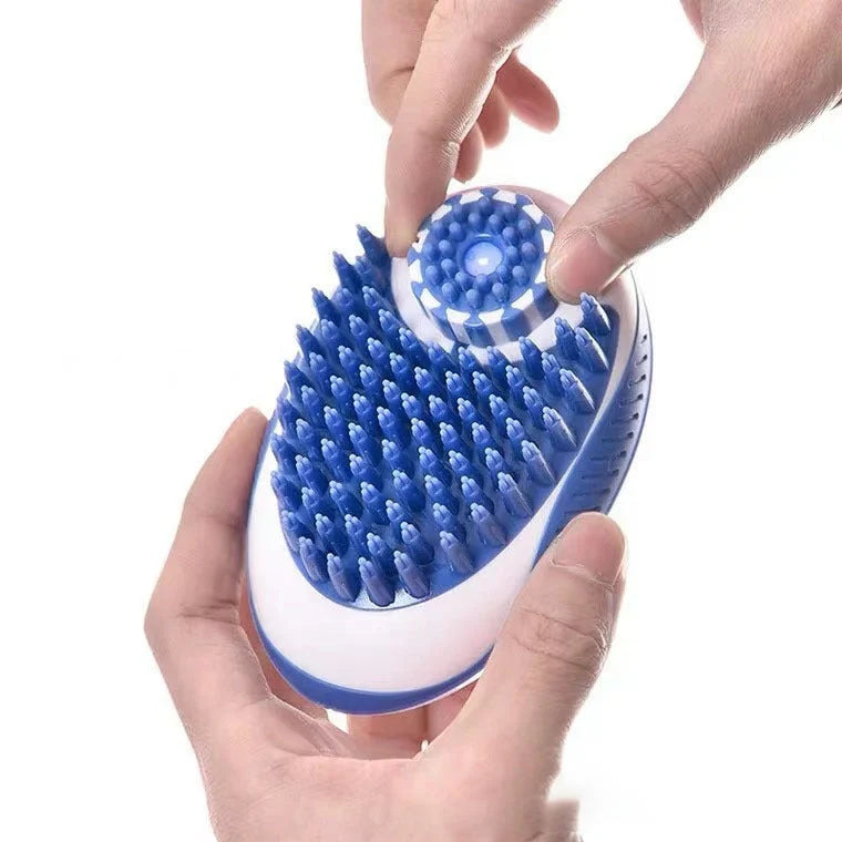 Pet Bath Brush Silicone Built-In Dispenser & Soothing Massage