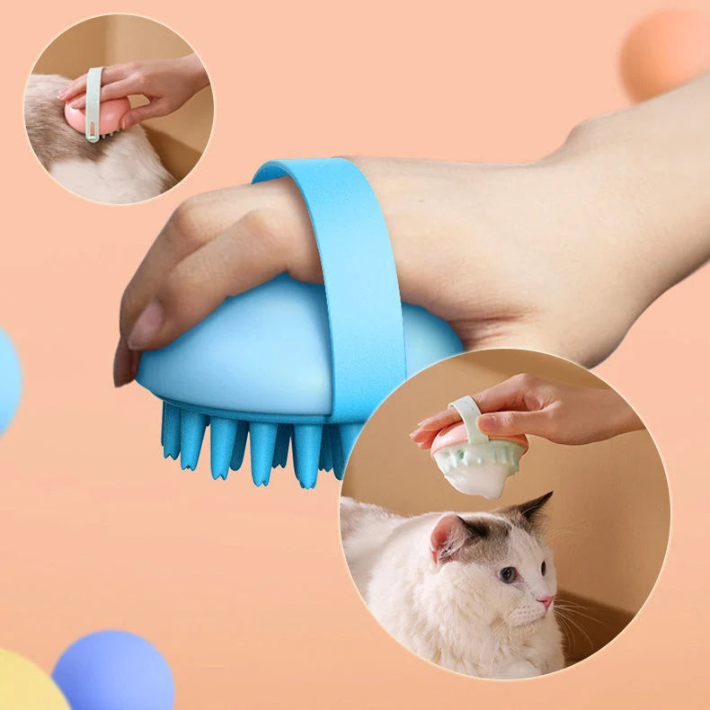 Pet Bath Brush Silicone Soft Bristles Cats & Dogs