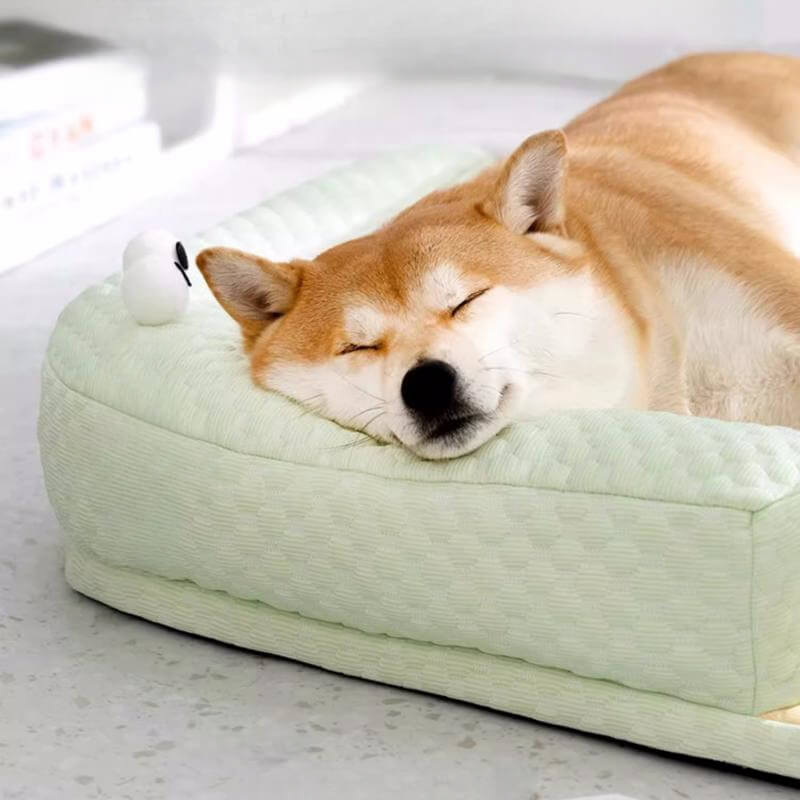 Pet Bed Cooling Fabric L-Shaped Neck Pillow Non-Slip Base