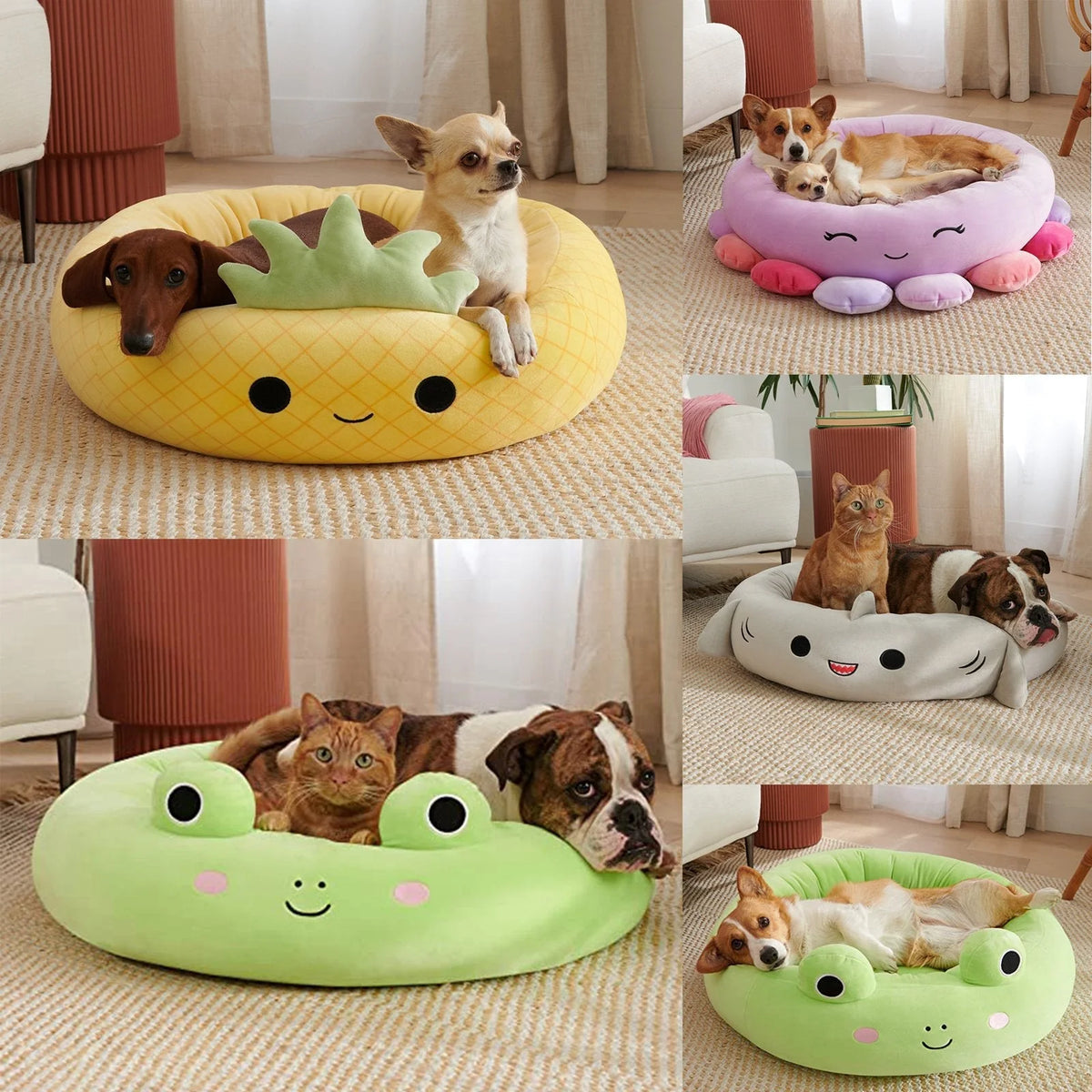 Pet Bed Enclosed Plush Cushioned Nest