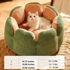 Pet Bed Flower-Shaped Plush Removable Washable Cover