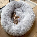 Pet Bed Plush Donut Machine-Washable Non-Slip Base