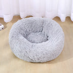 Pet Bed Plush Donut Machine-Washable Non-Slip Base
