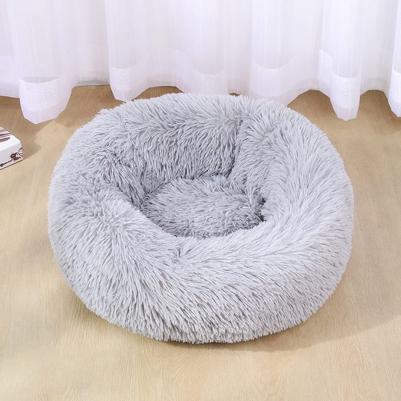 Pet Bed Plush Donut Machine-Washable Non-Slip Base