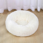 Pet Bed Plush Donut Machine-Washable Non-Slip Base