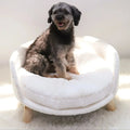 Pet Bed Raised Wooden Frame Plush Washable Cushion