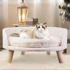 Pet Bed Raised Wooden Frame Plush Washable Cushion