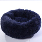 Pet Bed Round Calming Plush Vegan Fur Machine Washable