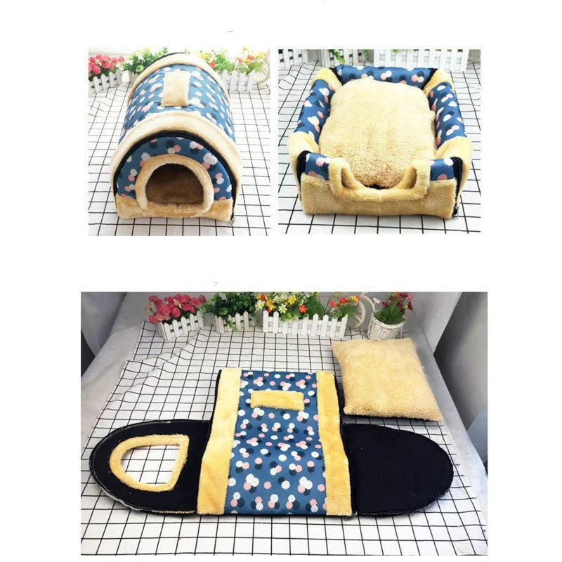 Pet Bed Self-Heating Fleece Foldable & Burrow-Friendly