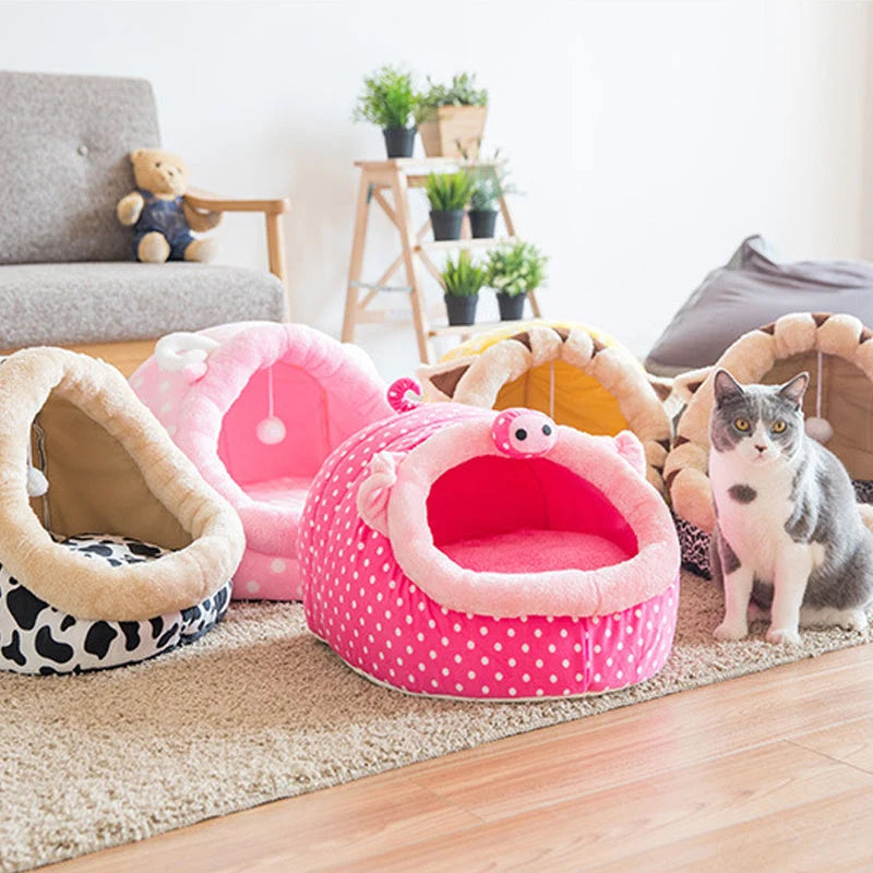 Pet Bed Semi-Closed Washable & Reversible Non-Slip Backing