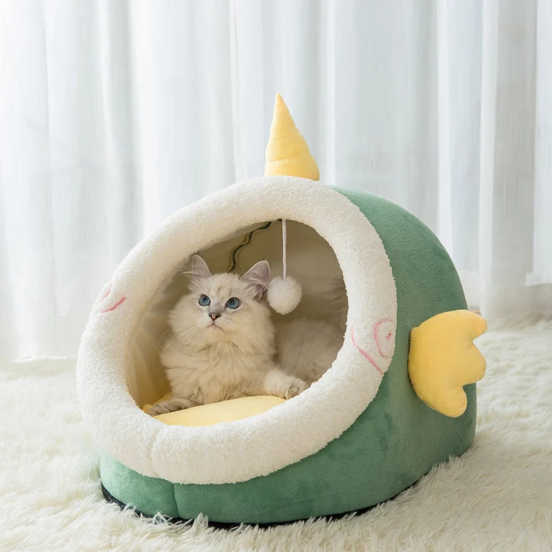 Pet Bed Semi-Closed Washable & Reversible Non-Slip Backing