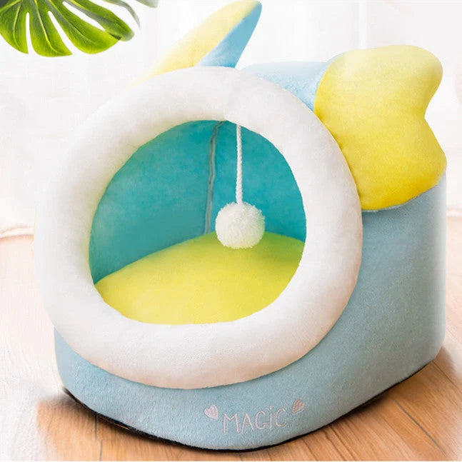 Pet Bed Semi-Closed Washable & Reversible Non-Slip Backing