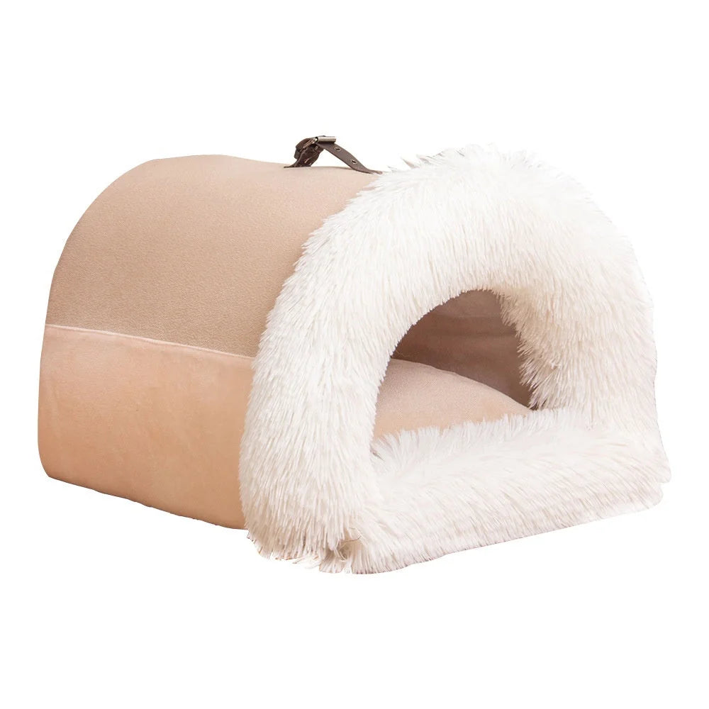 Pet Bed Semi-Enclosed Plush Easy Clean