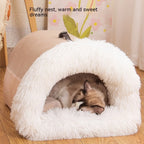 Pet Bed Semi-Enclosed Plush Easy Clean