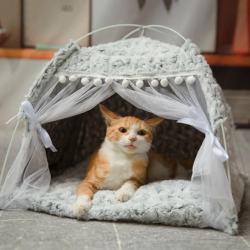 Pet Bed Semi-Enclosed Plush Machine-Washable Cover