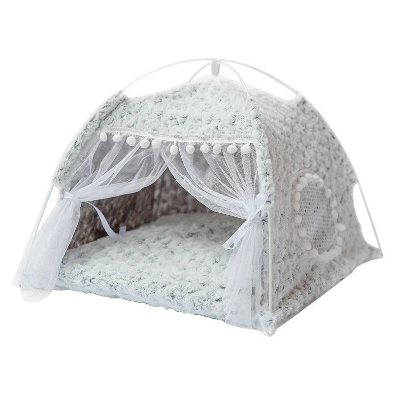 Pet Bed Semi-Enclosed Plush Machine-Washable Cover