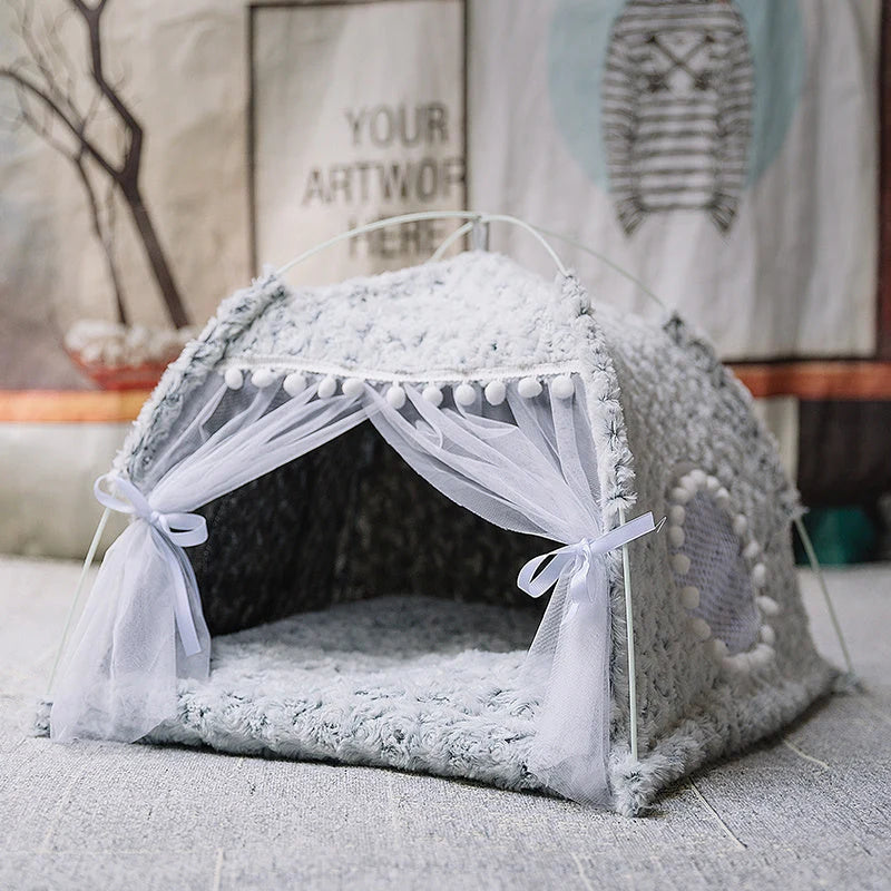Pet Bed Semi-Enclosed Plush Machine-Washable Cover