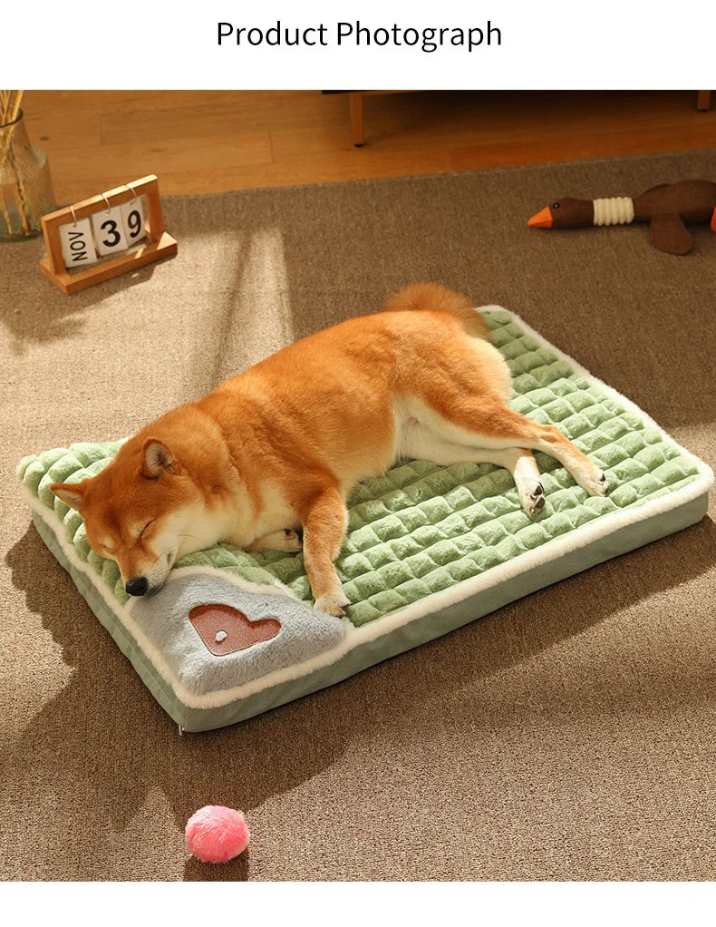 Pet Bed Small & Medium Velvet Plush Machine-Washable Cushion