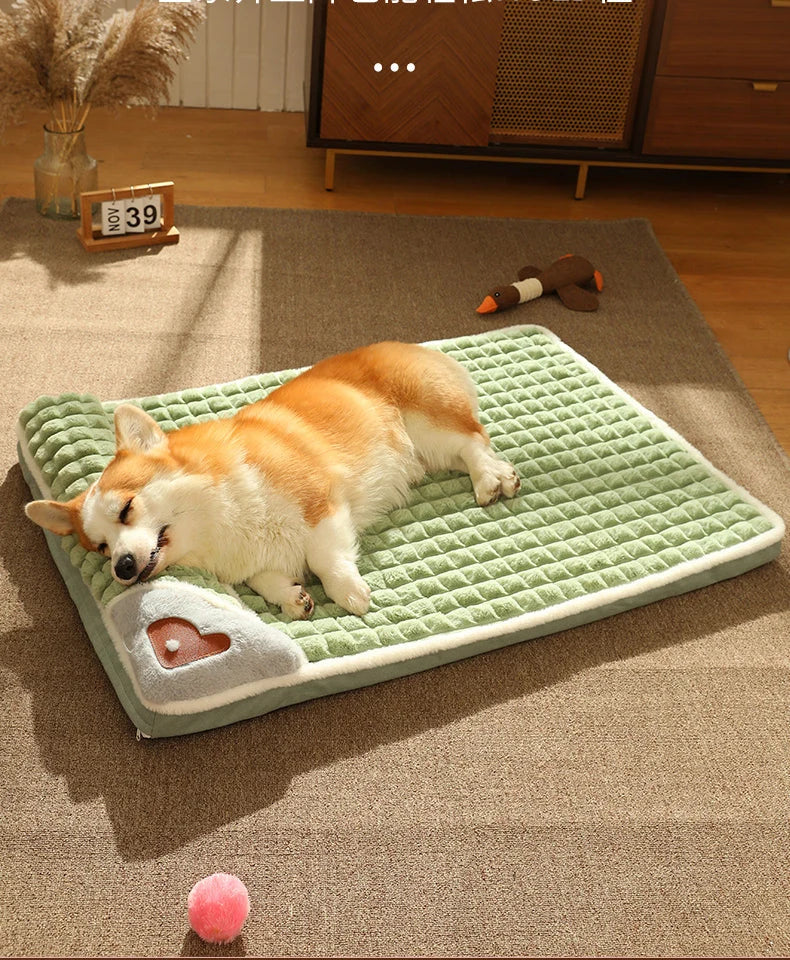 Pet Bed Small & Medium Velvet Plush Machine-Washable Cushion