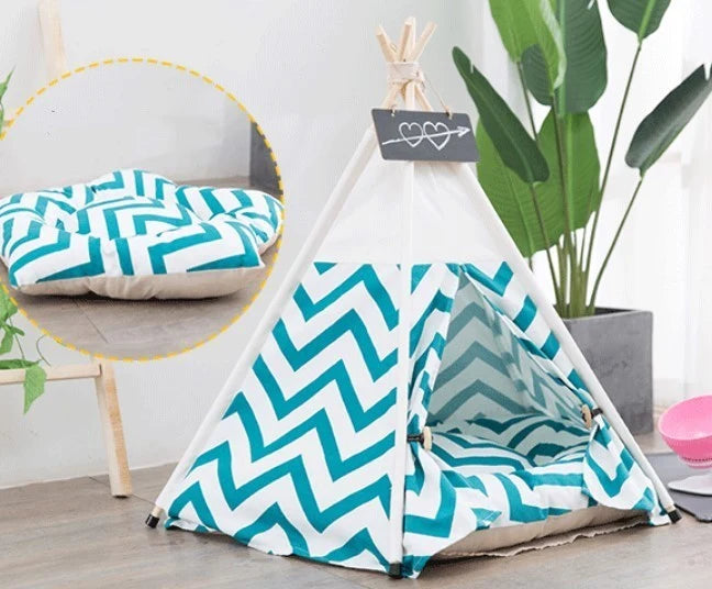 Pet Bed Tent Durable Canvas Removable & Washable Pillow