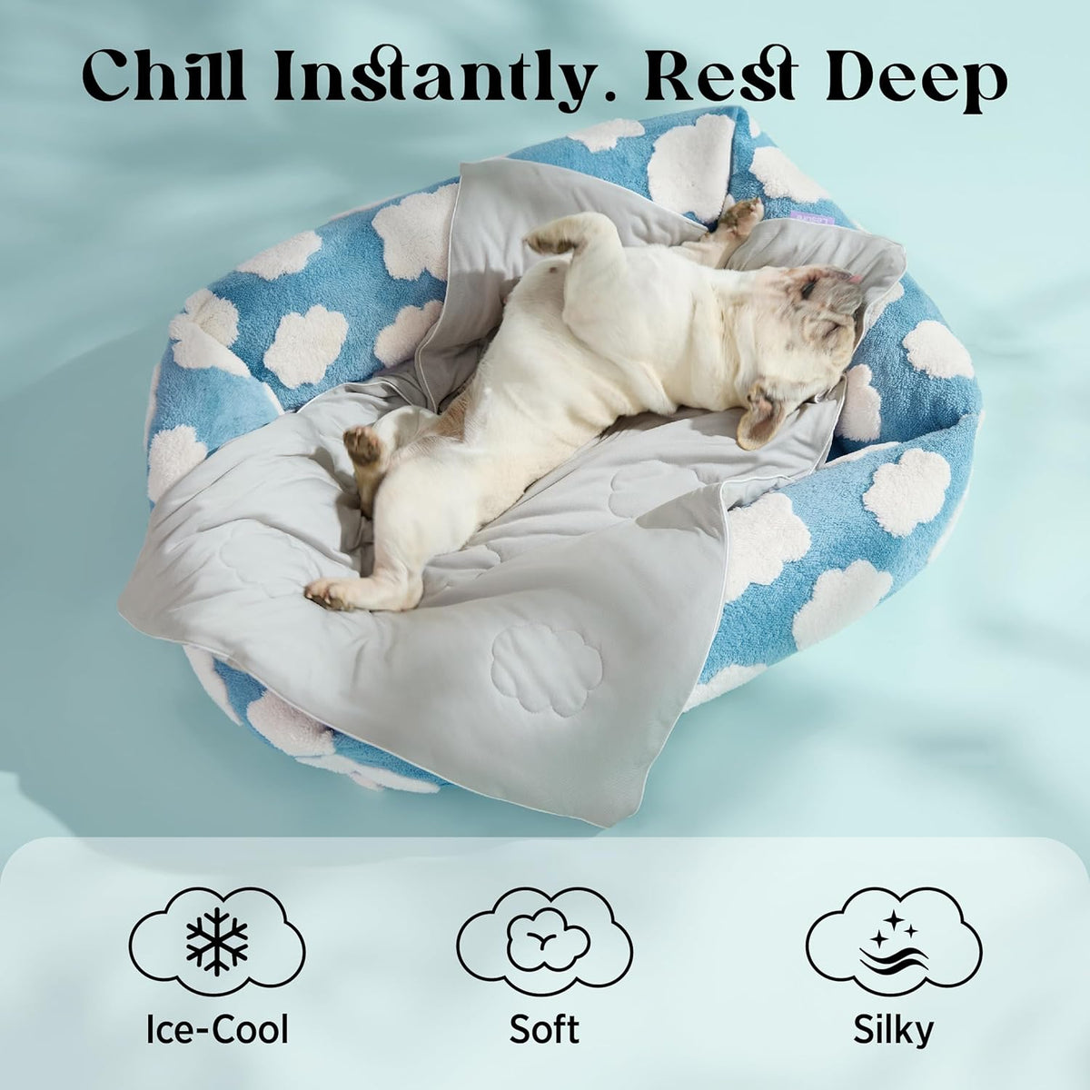 Pet Blanket Cooling Technology Machine Washable Cloud Pattern