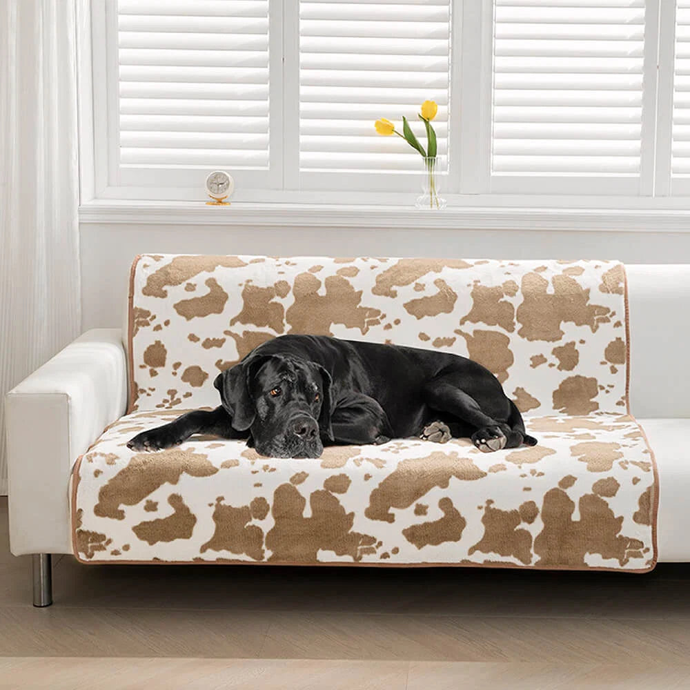 Pet Blanket Cow Print Plush Velvet Non-Slip Bottom