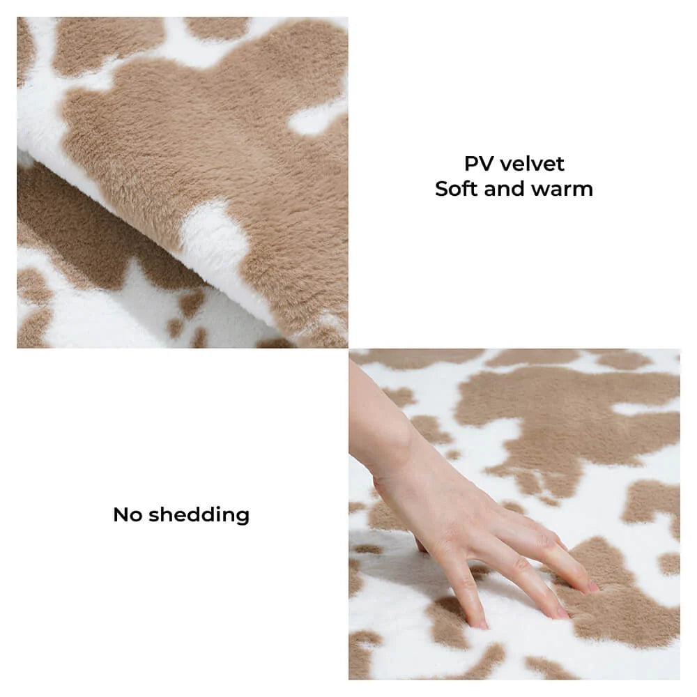 Pet Blanket Cow Print Plush Velvet Non-Slip Bottom