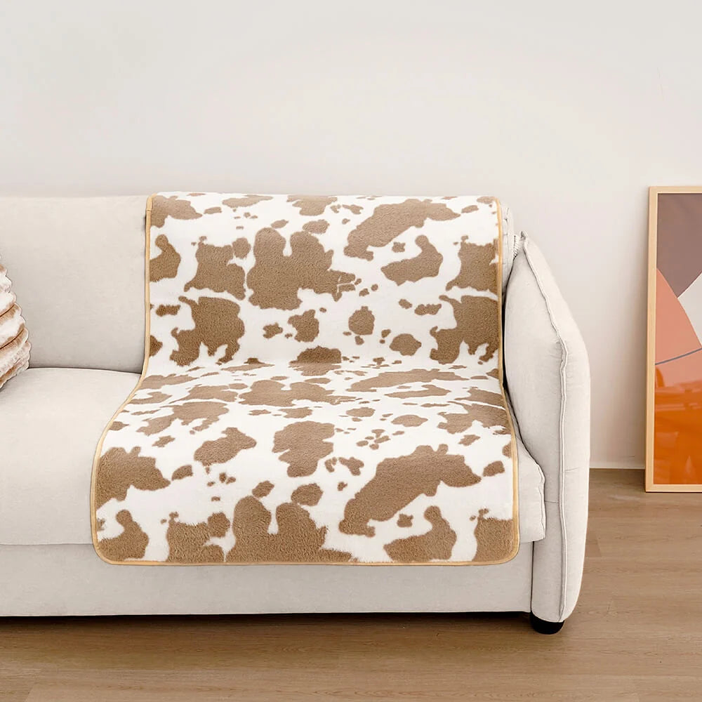 Pet Blanket Cow Print Plush Velvet Non-Slip Bottom
