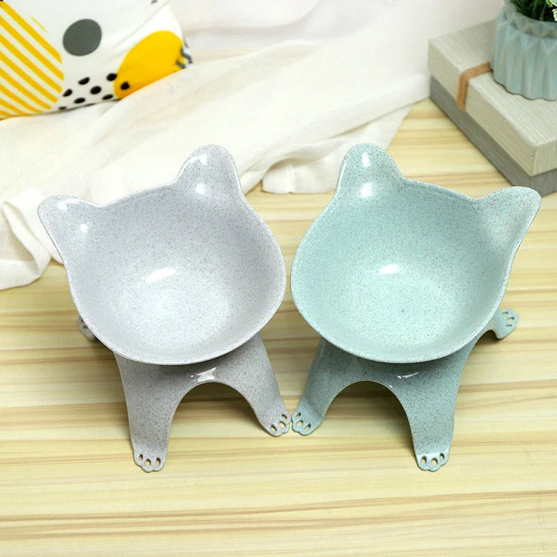 Pet Bowl Cat-Ear Angled Food-Grade Wheat Straw