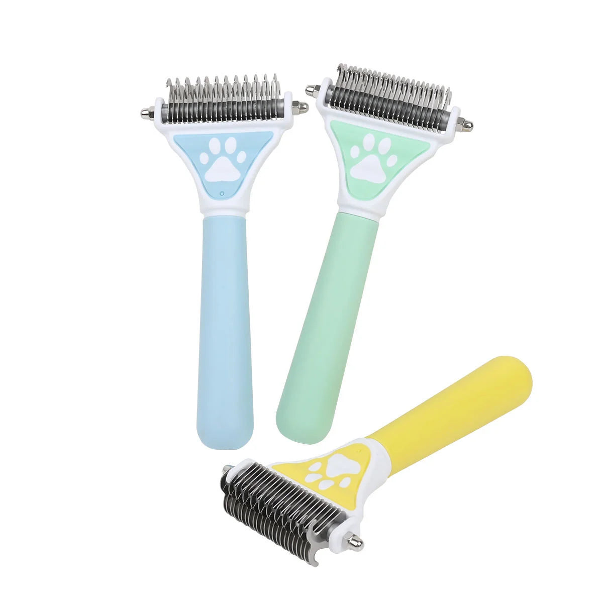 Pet Brush Double-Sided De-Shedding No-Slip Handle