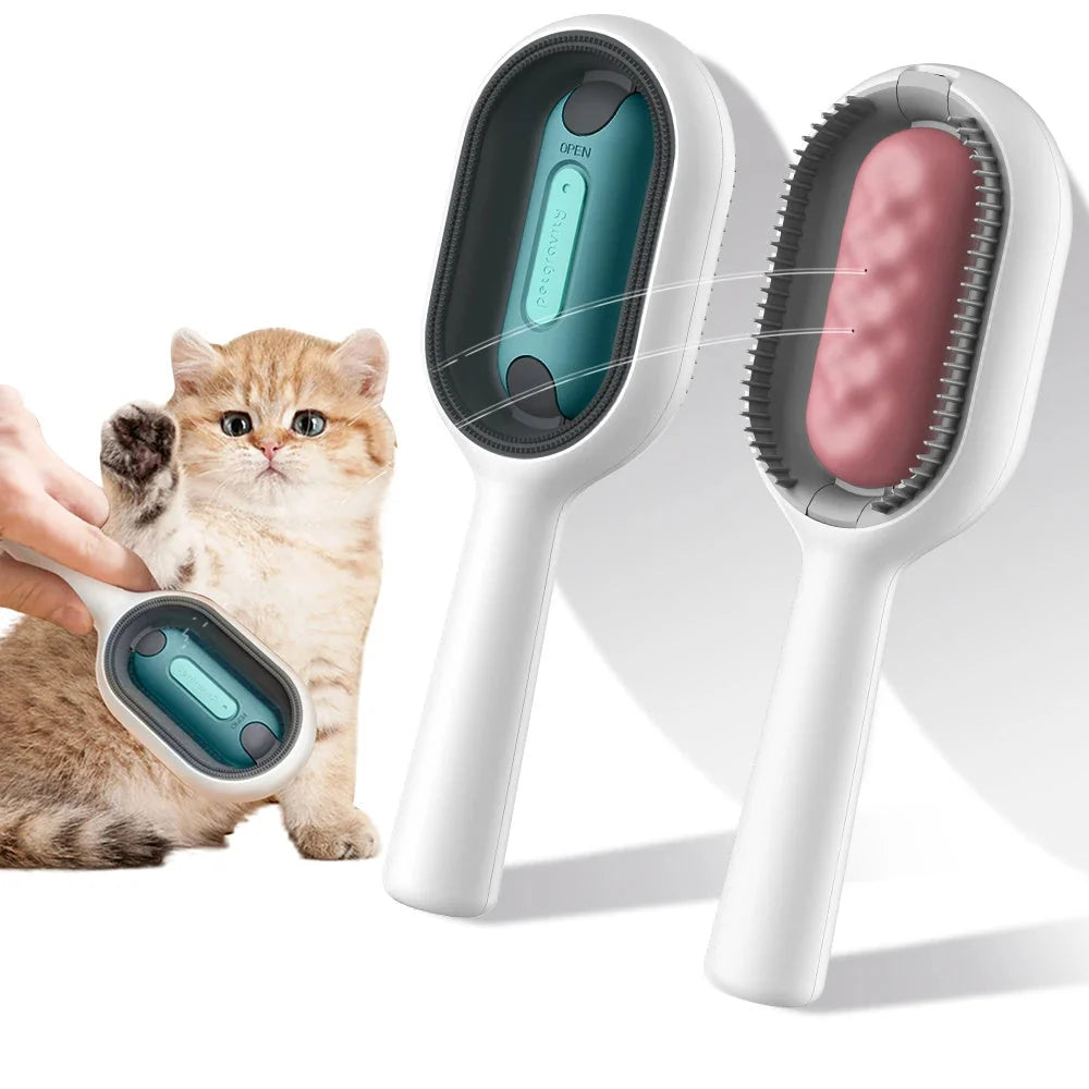 Pet Brush Dual-Action Soft Silicone Water Tank