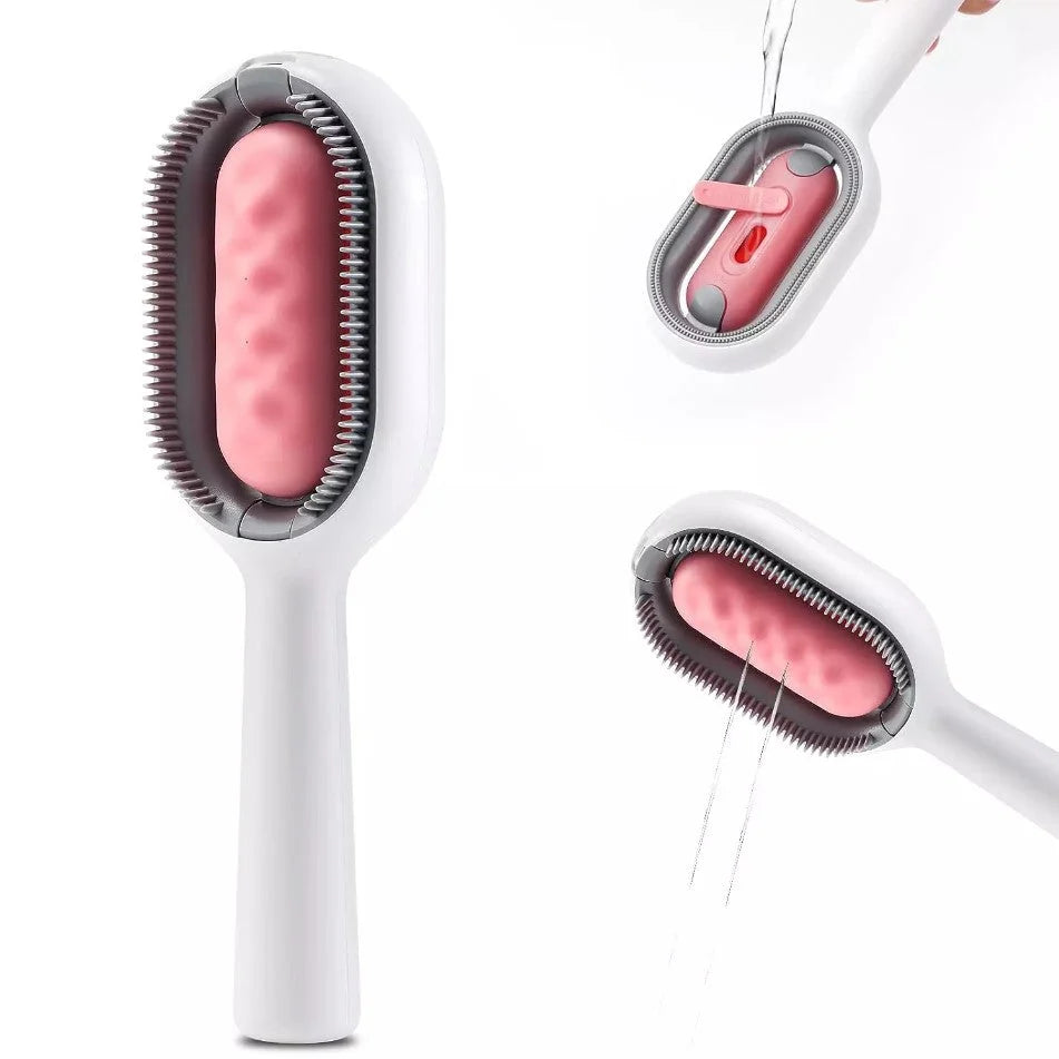 Pet Brush Dual-Action Soft Silicone Water Tank