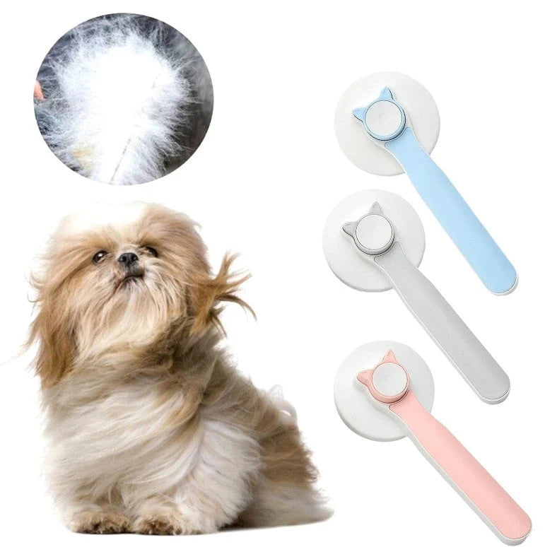 Pet Brush One-Button Self-Cleaning Stainless Steel Bristles