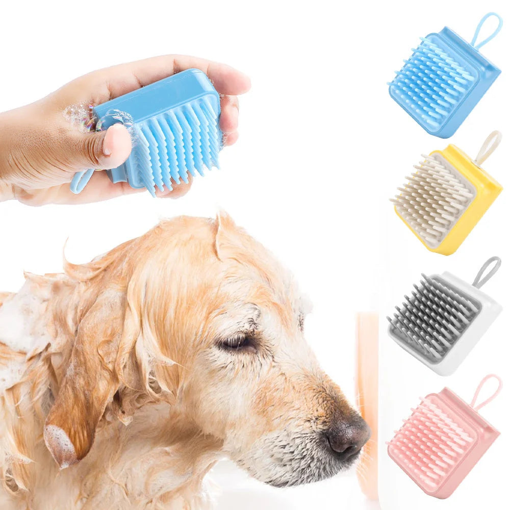 Pet Brush Soothing Massage Soft TPR Wet & Dry