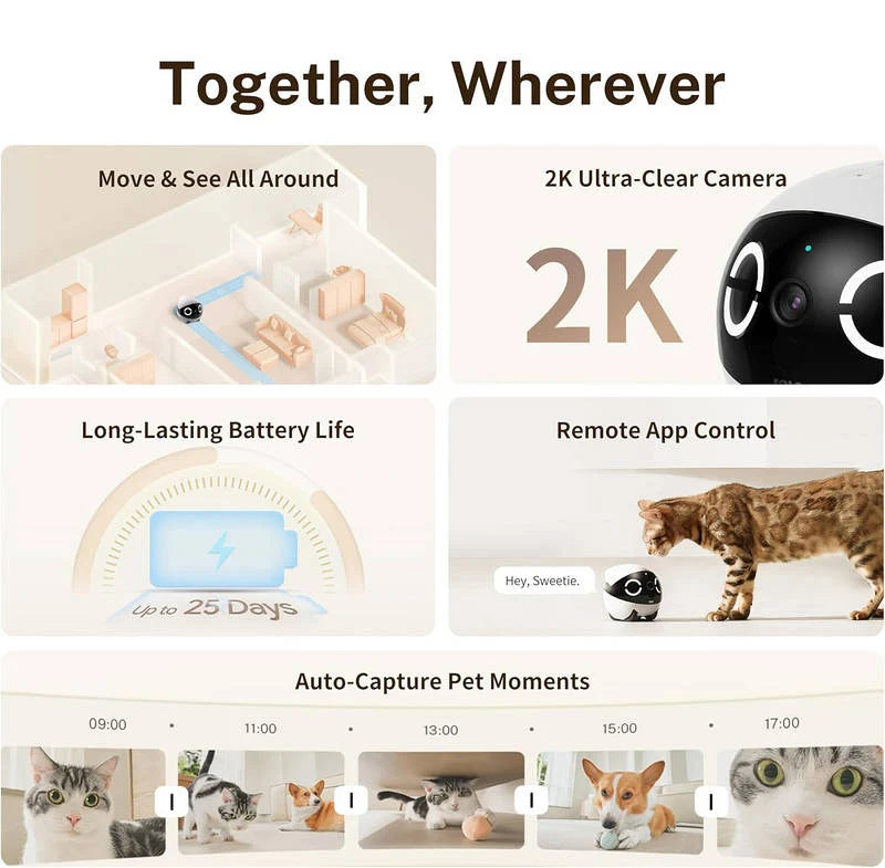 Pet Camera 2K Video Two-Way Audio Extended Battery