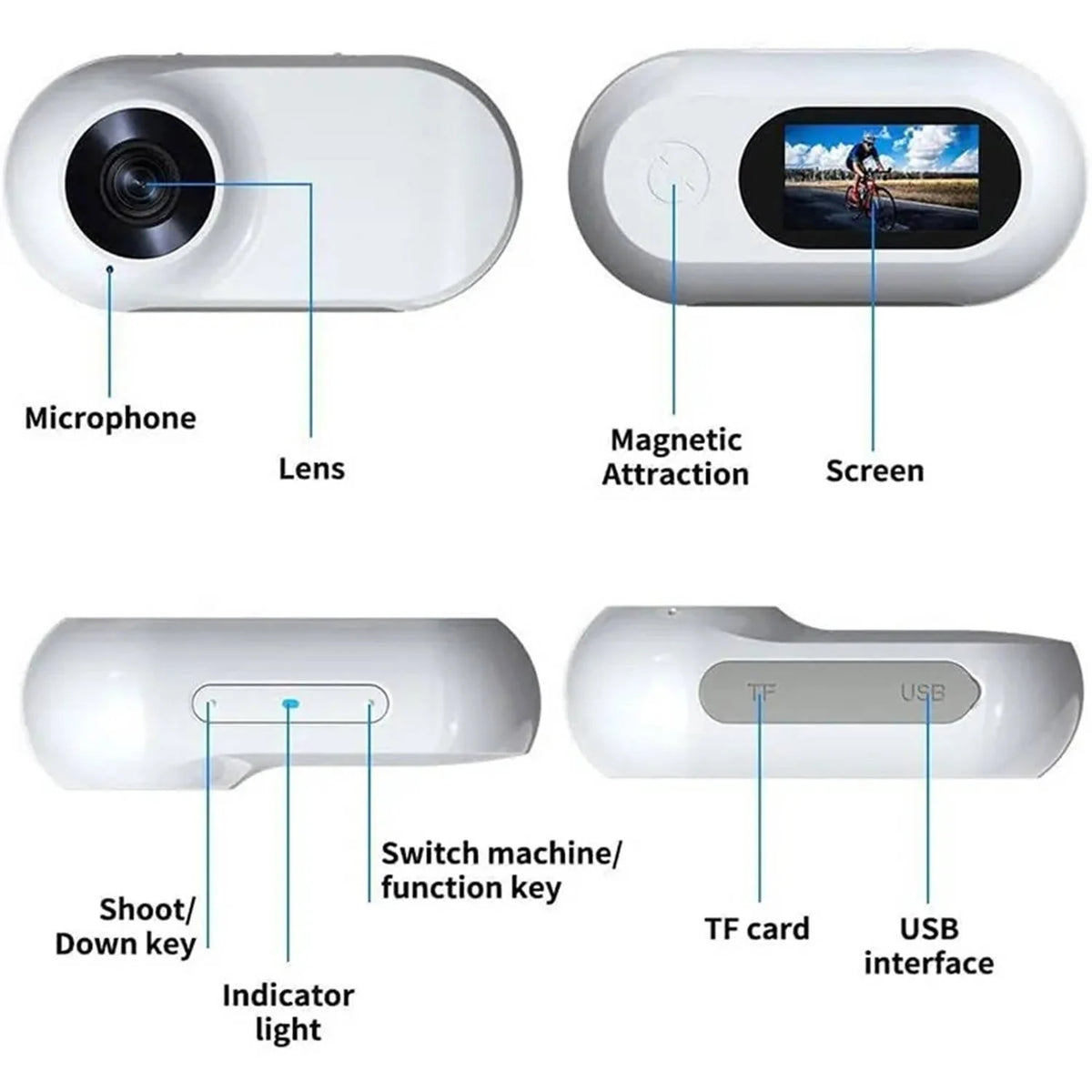 Pet Camera Collar Magnetic Mount 1080p Night Vision