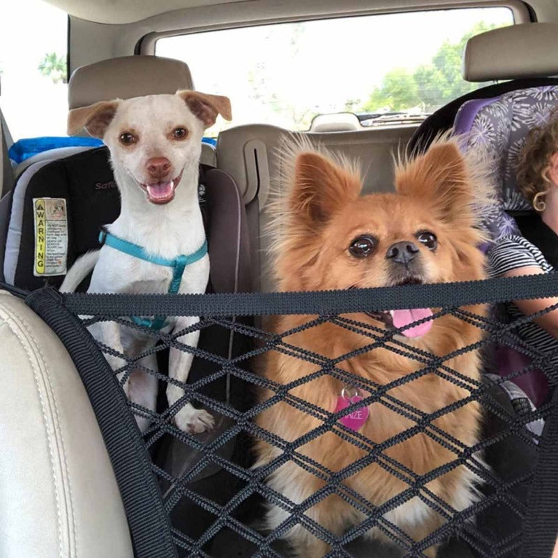 Pet Car Barrier Adjustable Double Layer Storage Pockets