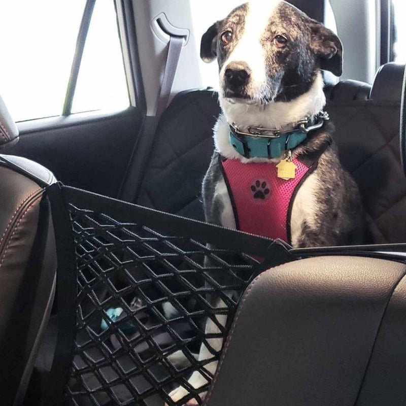 Pet Car Barrier Adjustable Double Layer Storage Pockets