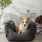 Pet Car Seat Bed Adjustable Safety Straps Reversible Cushion