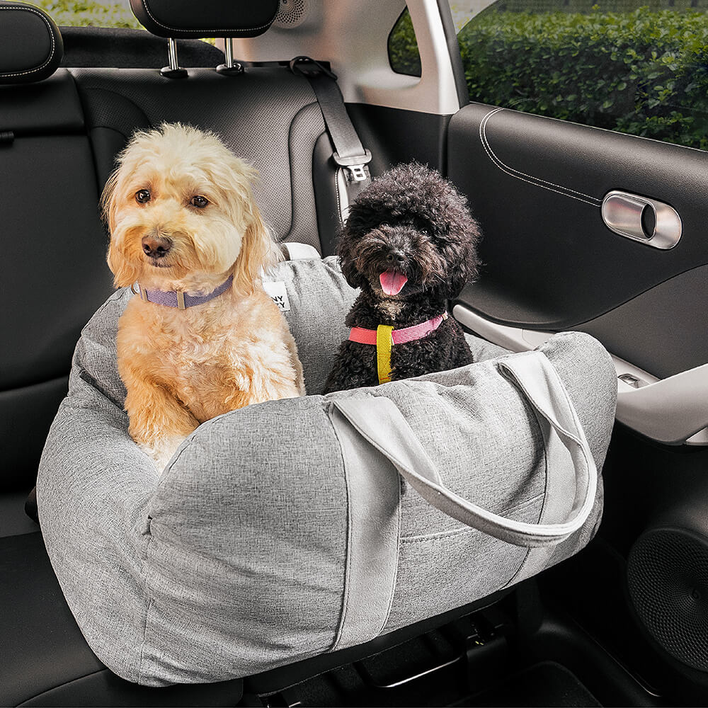 Pet Car Seat Bed Adjustable Safety Straps Reversible Cushion