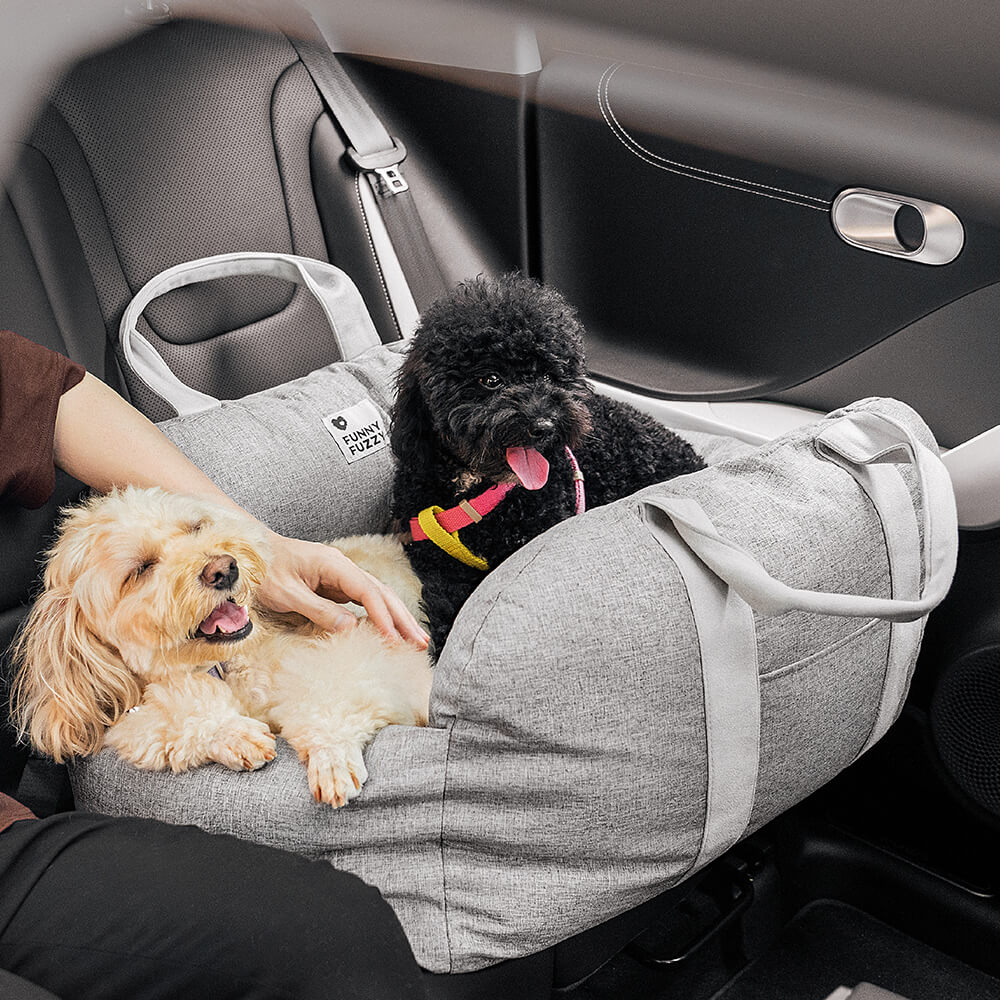 Pet Car Seat Bed Adjustable Safety Straps Reversible Cushion