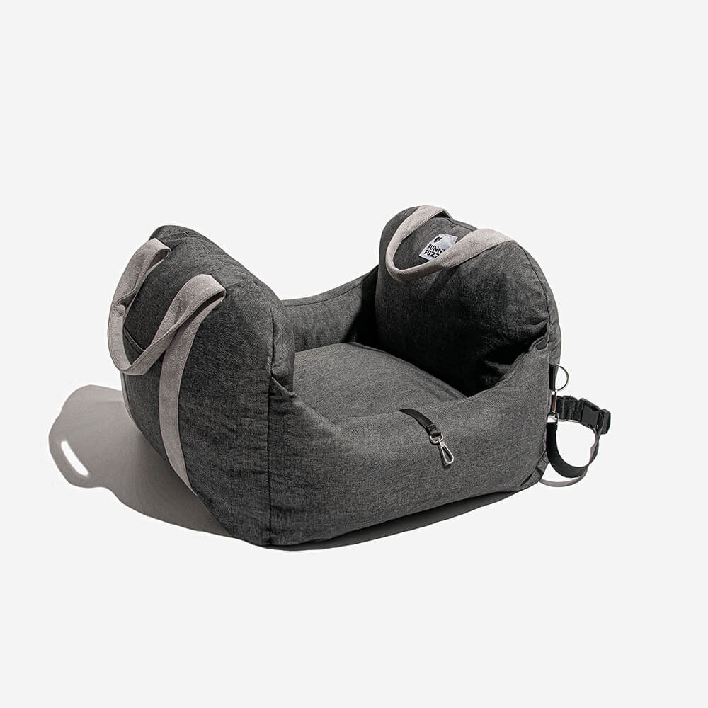 Pet Car Seat Bed Adjustable Safety Straps Reversible Cushion