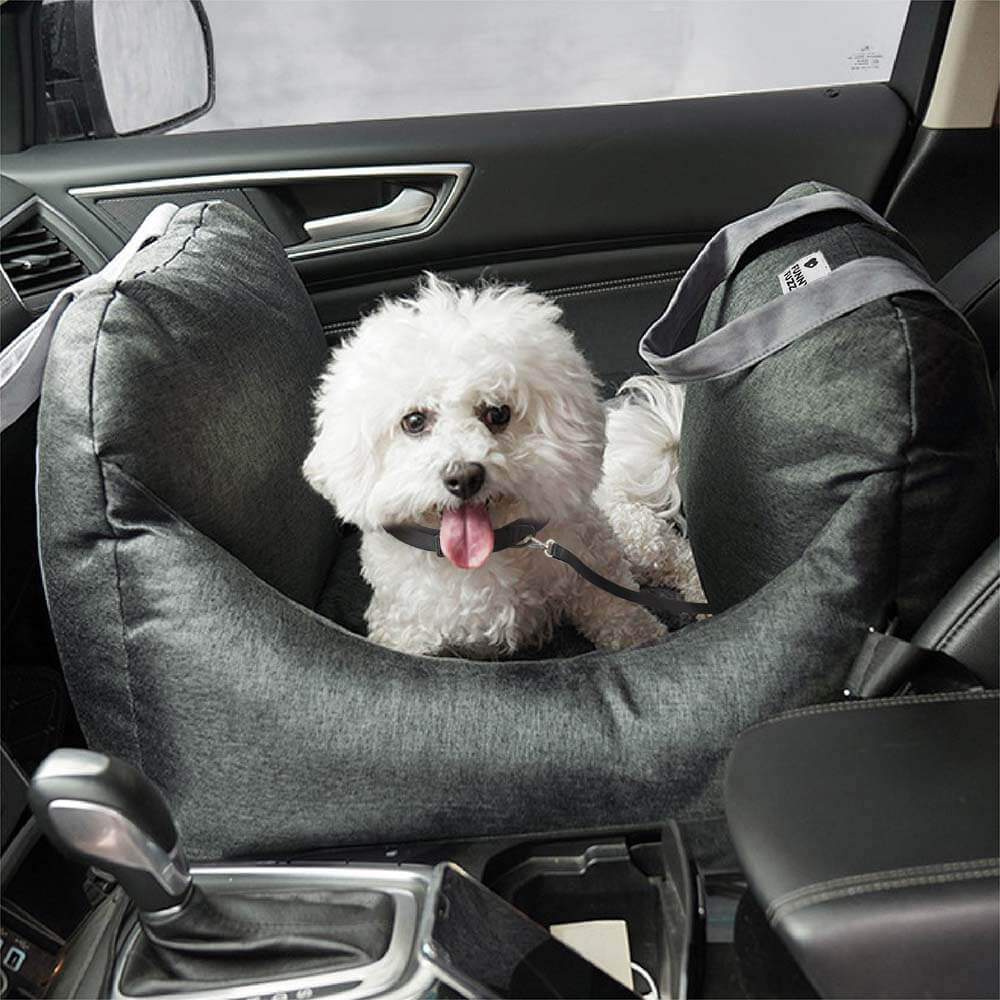 Pet Car Seat Bed Adjustable Safety Straps Reversible Cushion